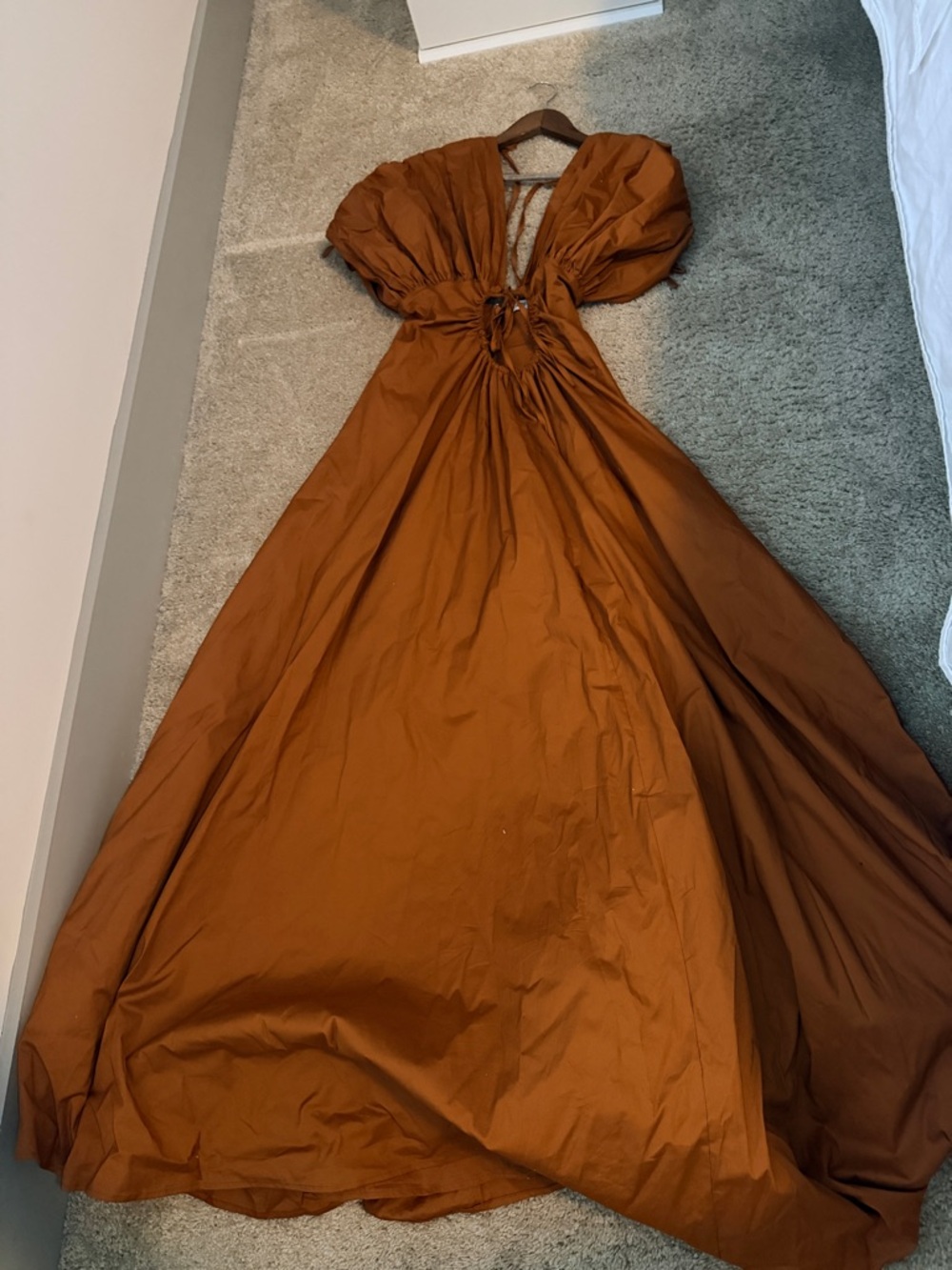Rust Cutout Maxi Dress with Tie Front - Picture 3 of 5